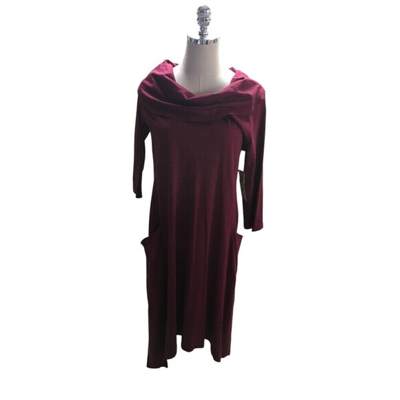 CMC Cowl Dress Women's Size Medium Red 100% Cotton Pockets Color Me Cotton - Picture 1 of 8
